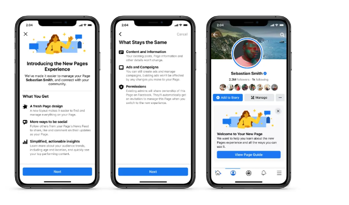 New Facebook update, new page experience